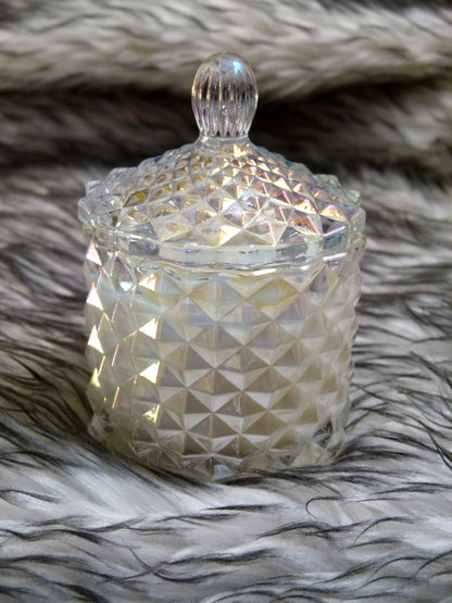 Vue bougie Éclat Précieux Douceur Céleste contenant blanc cristal décor raffiné