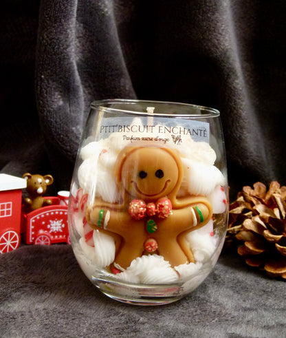 Bougie artisanale P'tit Biscuit Enchanté parfum sucre d'orge biscuit pailleté Noël