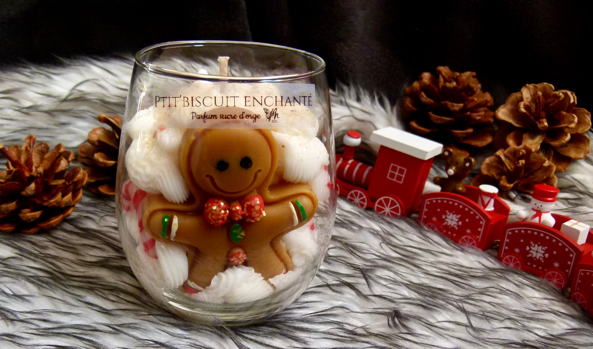 Bougie Noël biscuit magique ambiance féerique parfum sucre d'orge